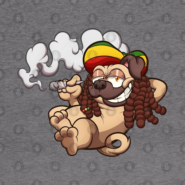 Rasta Pug Smoking A Joint by TheMaskedTooner